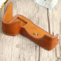 1/4 inch Thread PU Leather Camera Half Case Base for Sony ILCE-7RM4 / A7RM4 / A7R IV (Brown)