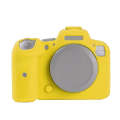 For Canon EOS R6 Litchi Texure Soft Silicone Case(Yellow)