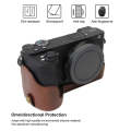 1/4 inch Thread PU Leather Camera Half Case Base for Sony ILCE-A6500 / A6500 (Brown)