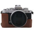 1/4 inch Thread PU Leather Camera Half Case Base for Nikon Z fc (Coffee)