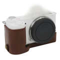 1/4 inch Thread PU Leather Camera Half Case Base for Sony ZV-E10 / ZV-E10L (Coffee)