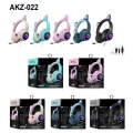 AKZ-022 USB + 3.5mm Port Cat Ear Design Foldable LED Headset with Mic(Grey)