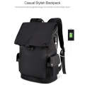 SJ02 13-15.6 inch Universal Large-capacity Laptop Backpack with USB Charging Port(Black)