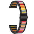 For Samsung Smart Watch 20mm Three-beads Steel + Resin Watch Band(Black Rainbow)