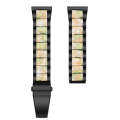 For Samsung Smart Watch 20mm Three-beads Steel + Resin Watch Band(Black Pink Green)
