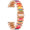 For Samsung Smart Watch 20mm Three-beads Steel + Resin Watch Band(Rose Gold Rainbow)