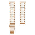 For Samsung Smart Watch 20mm Three-beads Steel + Resin Watch Band(Rose Gold White)
