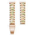 For Samsung Smart Watch 20mm Three-beads Steel + Resin Watch Band(Rose Gold Pink Green)