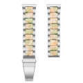 For Samsung Smart Watch 20mm Three-beads Steel + Resin Watch Band(Silver Pink Green)