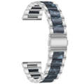 For Samsung Smart Watch 20mm Three-beads Steel + Resin Watch Band(Silver Blue)