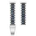For Samsung Smart Watch 20mm Three-beads Steel + Resin Watch Band(Silver Blue)