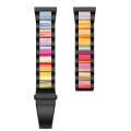 For Samsung Smart Watch 22mm Three-beads Steel + Resin Watch Band(Black Rainbow)