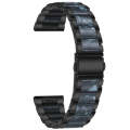 For Samsung Smart Watch 22mm Three-beads Steel + Resin Watch Band(Black Blue)