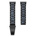 For Samsung Smart Watch 22mm Three-beads Steel + Resin Watch Band(Black Blue)