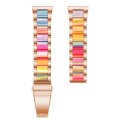 For Samsung Smart Watch 22mm Three-beads Steel + Resin Watch Band(Rose Gold Rainbow)