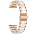 For Samsung Smart Watch 22mm Three-beads Steel + Resin Watch Band(Rose Gold White)
