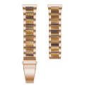 For Samsung Smart Watch 22mm Three-beads Steel + Resin Watch Band(Rose Gold Gold)