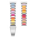 For Samsung Smart Watch 22mm Three-beads Steel + Resin Watch Band(Silver Rainbow)