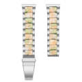 For Samsung Smart Watch 22mm Three-beads Steel + Resin Watch Band(Silver Pink Green)