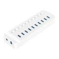 ORICO CT2U3-10AB-WH 10 In 1 Plastic Stripes Multi-Port USB HUB with Individual Switches, AU Plug(...