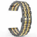 22mm Men Version Seven-beads Steel Watch Band(Black Gold)