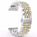 22mm Men Version Seven-beads Steel Watch Band(Silver Gold)