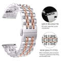 22mm Men Version Seven-beads Steel Watch Band(Silver Rose Gold)
