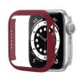Shockproof PC Protective Case with Tempered Glass Film For Apple Watch Series 8 / 7 45mm(Wine Red)