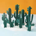 12 in 1 Miniature Beach Paper Cut Cactus Sandy Beach Landscape Decoration Photography Props(Green)