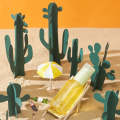 12 in 1 Miniature Beach Paper Cut Cactus Sandy Beach Landscape Decoration Photography Props(Brown)