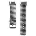 For Fitbit Charge 5 Nylon Canvas Watch Band(Black White Grid)