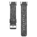 For Fitbit Charge 5 Nylon Canvas Watch Band(Black Grey)