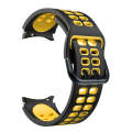 For Samsung Galaxy Watch4 40mm / 44mm Double-row Hole Two-color Silicone Watch Band(Black Yellow)