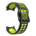 For Samsung Galaxy Watch4 40mm / 44mm Double-row Hole Two-color Silicone Watch Band(Black Lime Gr...