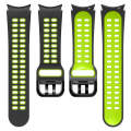 For Samsung Galaxy Watch4 40mm / 44mm Double-row Hole Two-color Silicone Watch Band(Black Lime Gr...