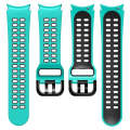 For Samsung Galaxy Watch4 40mm / 44mm Double-row Hole Two-color Silicone Watch Band(Mint Green Bl...