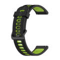 For Huawei Watch GT 3 46mm 22mm Two-color Stripe Silicone Watch Band(Black Lime Green)