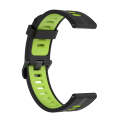 For Samsung Galaxy Watch4/Active2 20mm Two-color Stripe Silicone Watch Band(Black Lime Green)