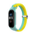 For Xiaomi Mi Band 6 / 5 Stripe Braided Watch Band(Cyan Yellow)