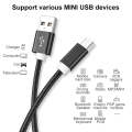 5 PCS Mini USB to USB A Woven Data / Charge Cable for MP3, Camera, Car DVR, Length:0.25m(Black)
