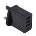 AR-2025 4 in 1 QC3.0 PD20W 3xUSB + USB-C / Type-C Wall Travel Charger, UK Plug(Black)