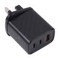 AR-892 3 in 1 QC3.0 PD20W USB + USB-C / Type-C Wall Travel Charger, Plug Type:UK Plug(Black)