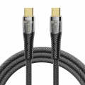ROCK Z21 100W USB-C/Type-C to USB-C/Type-C Transparent Fast Charging Data Cable, Length: 1.2m(Black)