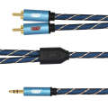 EMK 3.5mm Jack Male to 2 x RCA Male Gold Plated Connector Speaker Audio Cable, Cable Length:1m(Da...