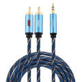 EMK 3.5mm Jack Male to 2 x RCA Male Gold Plated Connector Speaker Audio Cable, Cable Length:2m(Da...