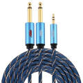 EMK 3.5mm Jack Male to 2 x 6.35mm Jack Male Gold Plated Connector Nylon Braid AUX Cable for Compu...