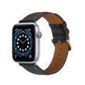 Embossed Line Genuine Leather Watch Band For Apple Watch SE 2022 40mm(Black)