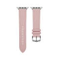 Embossed Line Genuine Leather Watch Band For Apple Watch 6 44mm(Pink)