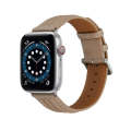 Embossed Line Genuine Leather Watch Band For Apple Watch 6 44mm(Milky Brown)