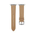 Embossed Line Genuine Leather Watch Band For Apple Watch 5 44mm(Khaki)